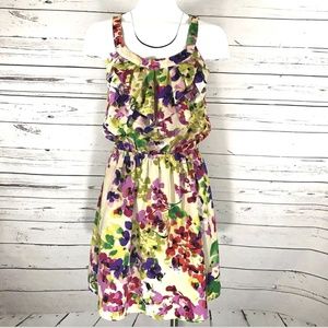 Express Floral Chiffon Bust Overlay Sleeveless Dre